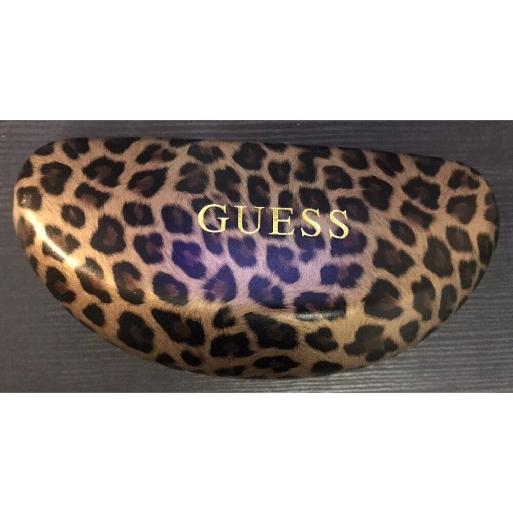 GUESS Glasses Case Hard Leopard Pattern Copper With Original Cleaning Cloth
